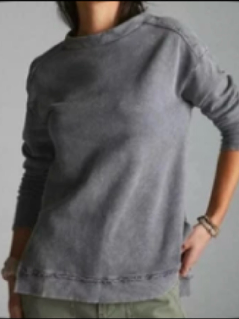Anthropologie Pilcro Imogen Gray Washed 
Pullover Long Sleeve M